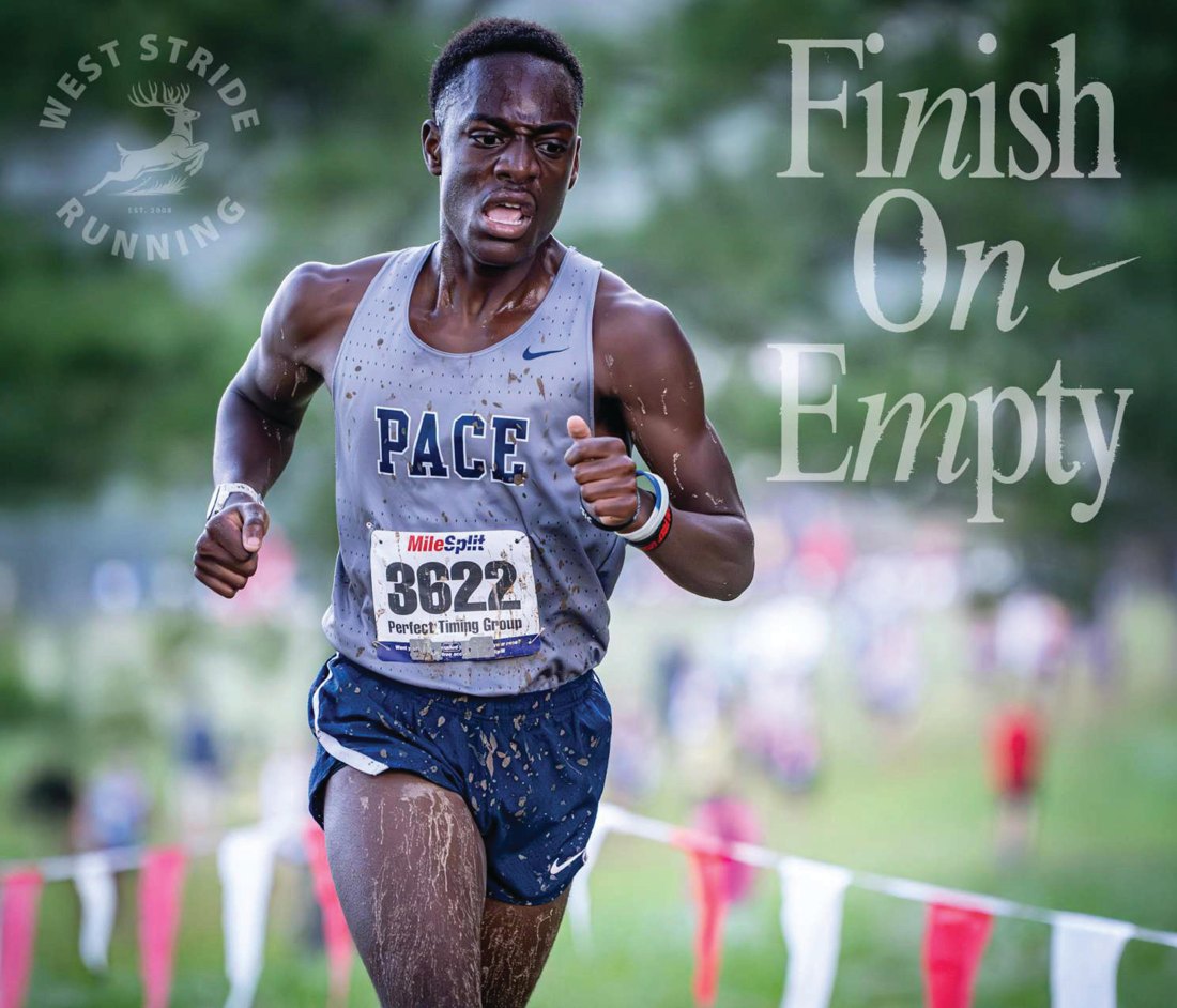 West Stride 'Finish On Empty' campaign poster featuring Zachary Blackwood